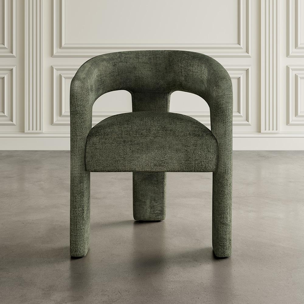 Jofran - Sven Modern Contemporary Upholstered Three-Leg Curved Back Dining Chair - SVEN-CH-FOREST